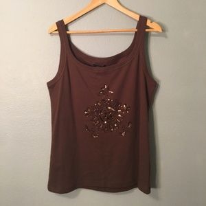 brown embellished tank